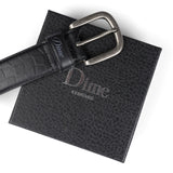 Checkered Leather Belt Black