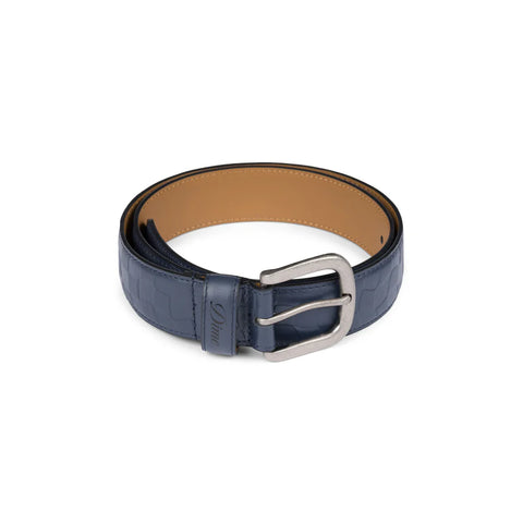 Checkered Leather Belt Navy