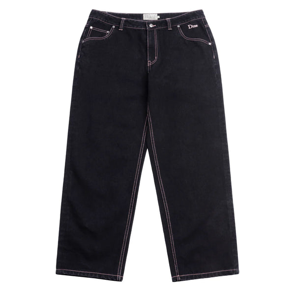 Classic Relaxed Denim Pants Black Contrast Stitch