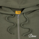 Cursive Zip Hoodie Army Green