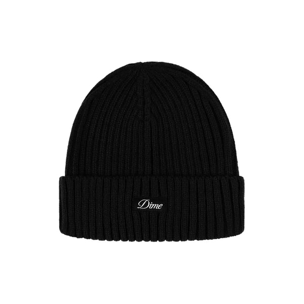 Cursive Fold Beanie Black