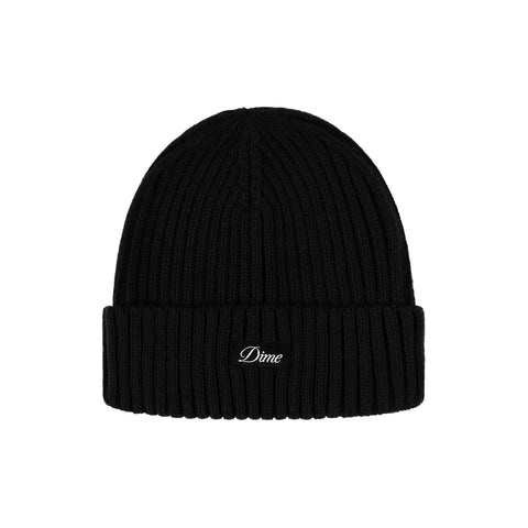 Cursive Fold Beanie Black