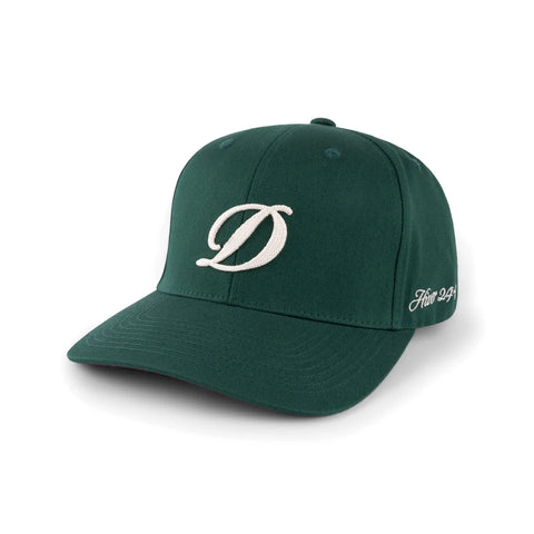 Cursive D Full Fit Cap Forest green