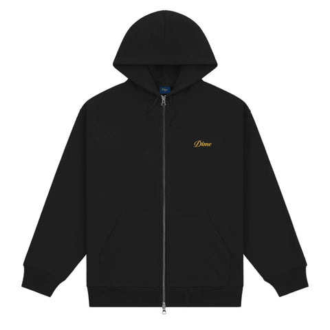 Cursive Small Logo Zip-Hoodie Black