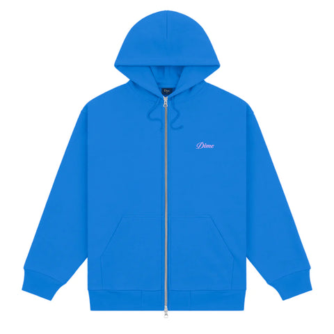 Cursive Small Logo Zip-Hoodie Cobalt