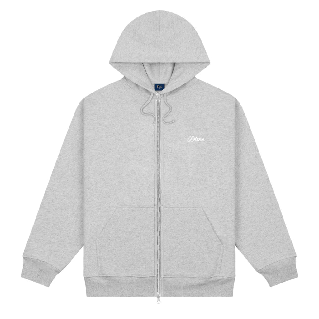 Cursive Small Logo Zip-Hoodie Heather Grey