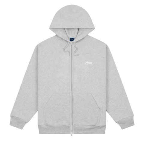 Cursive Small Logo Zip-Hoodie Heather Grey