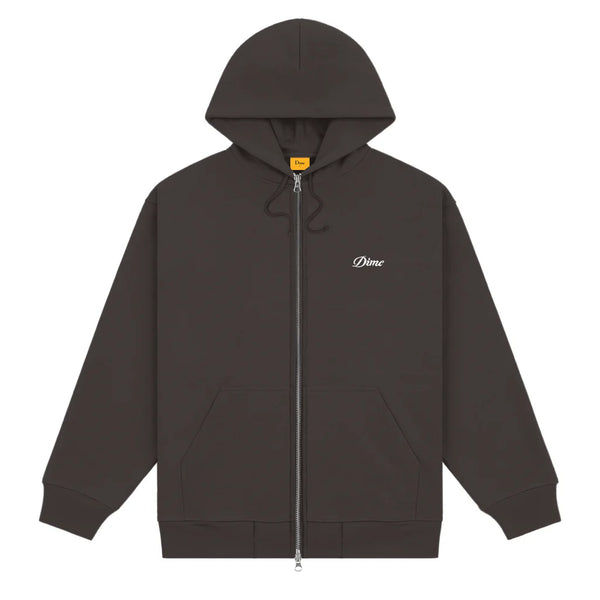 Cursive Small Logo Zip Hoodie Vintage Black