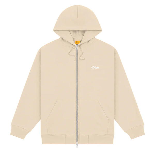 Cursive Zip Hoodie Sand