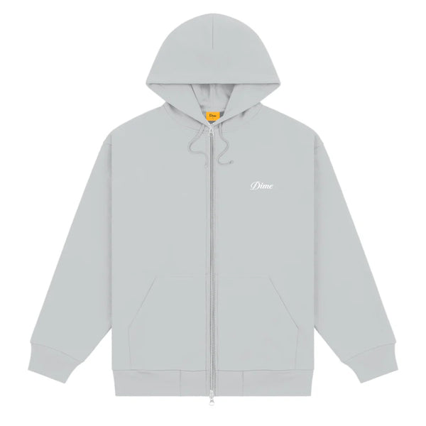 Cursive Zip Hoodie Stone Silver