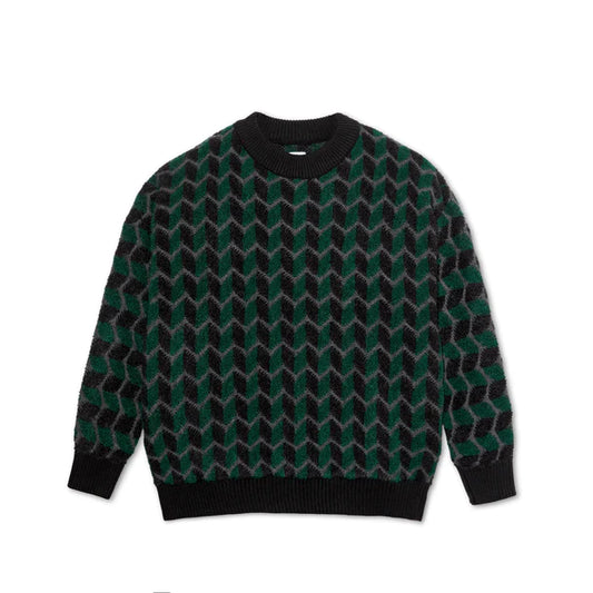 ZIG ZAG KNIT SWEATER BLACK DARK TEAL