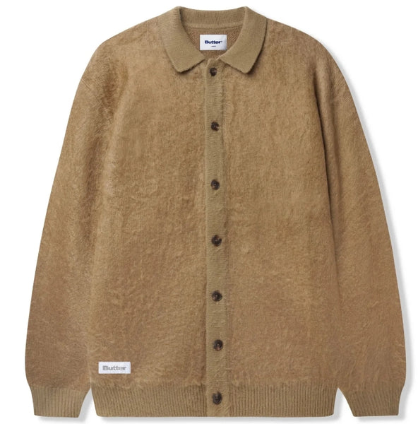 Mohair Button Up Knitted Shirt Tan